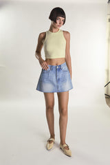 Lemon Sleeveless Ribbed Racerback Crop-Top