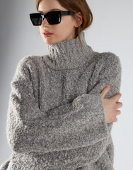 Light Grey Marl High Neck Oversized Jumper