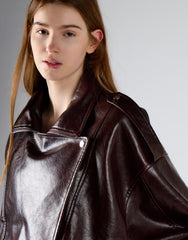 Deep Mahogany Oversized PU Jacket