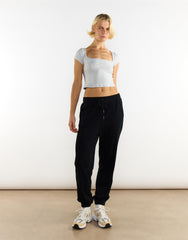 Square Neck Cropped Top - Grey Marl