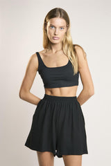 Black High Waist Mini-Shorts