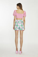 Sweetheart Neckline Crop top - Geranium Pink