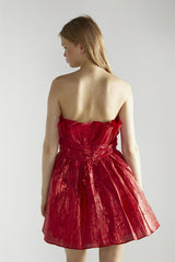 Red Callie Gathered-Bandeau Mini-Dress