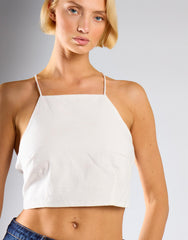 Tie Back Detail Crop Top - White