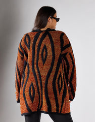 Glamorous Curve Women's Tiger Lurex Regular Cardigan
