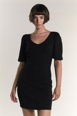 Black Ribbed-Body-Con Mini-Dress