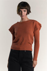 Orange Rust Ruffle Long Sleeve Jumper