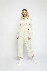 Cream Pu Fringe Detail Shirt