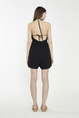 Halter Neck Playsuit - Black