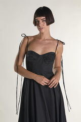 Bustier Style Floaty Midaxi Dress - Black
