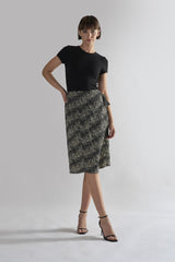 Squiggle Mix Leopard Wrap Midi Skirts