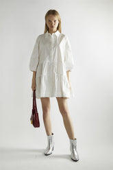 Off-White Collared Skater Mini-Dress