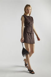 Dark Brown A-Line Mini-Skirt