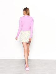 Orchid Long Sleeve Ruffle Detail Ribbed Top
