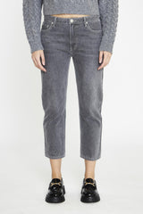Grey Wash Low-Rise Cropped Jeans