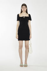 Tie Front Mini Dress - Black