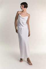 White Satin Cowl Neck Cami Top