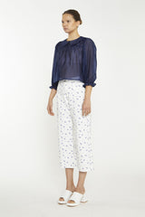 Navy Organza Crop-Top