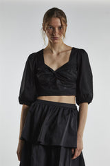 Black Twist-Front Crop-Top