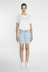 Light Blue-Wash Loose Fit Denim-Shorts