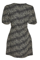 Leopard-Print Squiggle Crew-Neck Mini-Dress