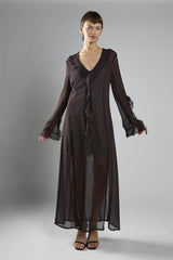 Deep Brown Shift Maxi Dress