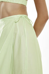 Apple-Green Wrap Midi-Skirt