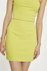 Lime Rib Ribbed Pencil Mini-Skirt