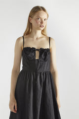 Black Tie-Front Midi-Dresses