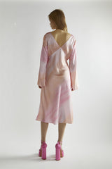 Pastel Digital Tie-dye V-Neck Midi-Dress