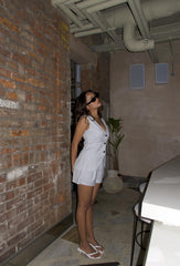 Light Grey Pinstripe Fitted Sleeveless-Waist Coat