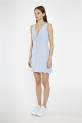 V-Neck Short Shift Dress - Light Blue