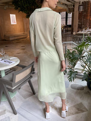 Pale Green Mid-Rise Midaxi-Skirt