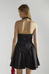 Black V-Neck- Mini-Dresses