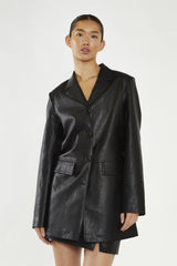 Black PU Oversized-Blazer