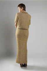 Gold Tinsel High Waisted Maxi Skirt