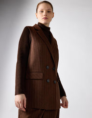 Narrated Brown Stripe Double-Breasted Tailored Vest