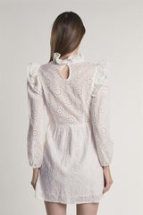 Off-White Eyelet-Ruffle-Trim Mini-Dress