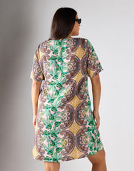 Glamorous Curve Women's Pink Leaf Paisley Dress