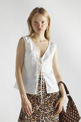 White V-Neck Sleeveless-Top