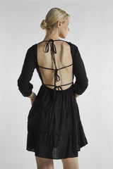 Black Square Neck Mini-Dress