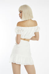 Off Shoulder Crop Top - White