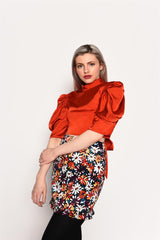 Painted-Daisy High-Waisted Mini-Skirt