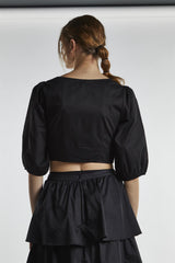 Black Twist-Front Crop-Top