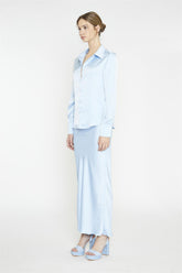 Light-Blue Satin Classic-Shirt