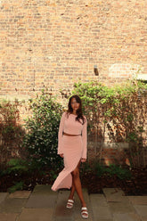 Soft-Terracotta High-Waisted-Split-Leg Maxi-Skirt
