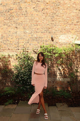 Soft-Terracotta High-Waisted-Split-Leg Maxi-Skirt