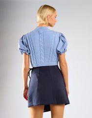 Navy Wrap Mini Skirt