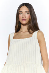 Cream Pinstripe Peplum Top
