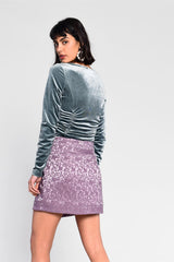 Teal-Velvet Ruched Long-Sleeve-Bodysuit